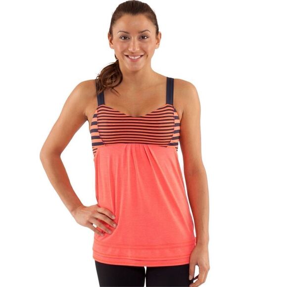 Lululemon run back on track tank top light flare/ inkwell stripe size 10 - Picture 14 of 16